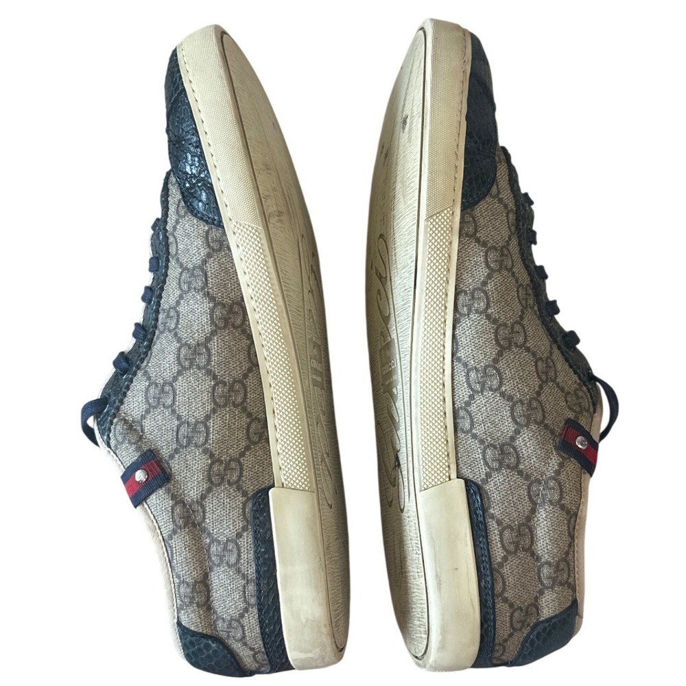 Gucci GG Supreme Python Embossed Low Top Sneakers Web Stripe Men's 7.5G - Picture 6 of 14